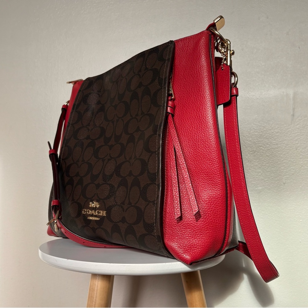 Coach Red and Brown Shoulder Bag